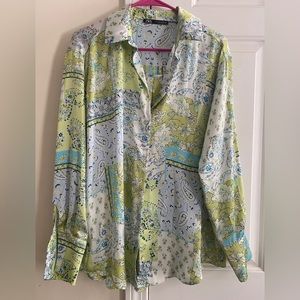 NWOT ZARA silk feeling button down shirt Size Large 
THIS IS THE PRICE